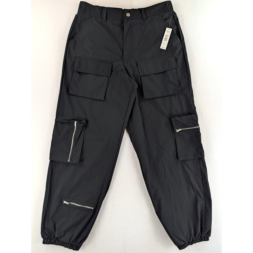 Justify Cargo Jogger Pants Womens Large Black Utility Zipper Detail NWT